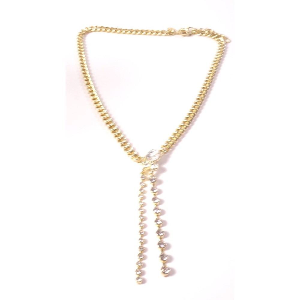 Nordstrom Something Navy Women's Crystal Fringe Gold Necklace NWOT 58